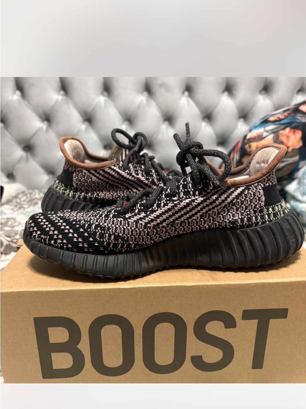 Yeezys kids Black and Tan Knit Athletic Sneakers - Unbranded